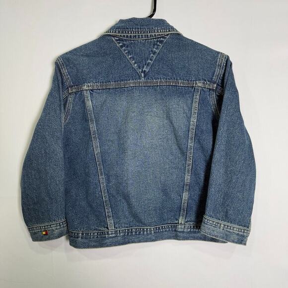 Vintage Tommy Hilfiger Jean Trucker Jacket Women Small Denim Blue Distressed Y2K - Picture 2 of 4